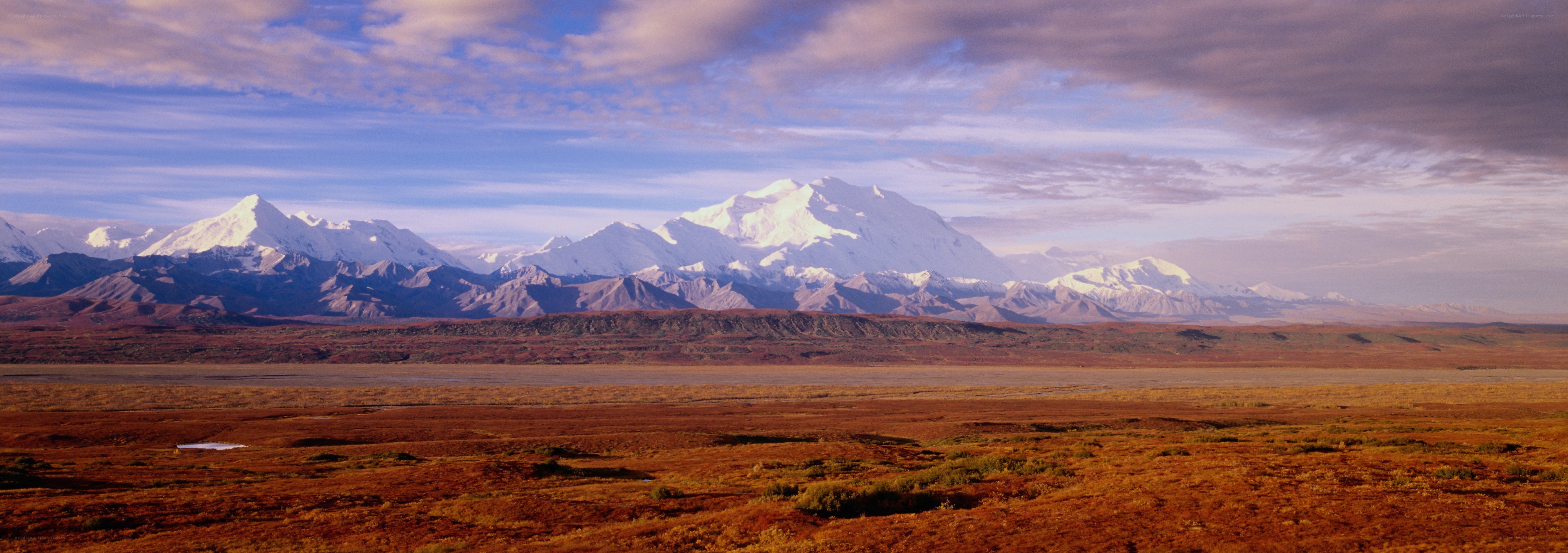 Snow-capped mountains in tundra
