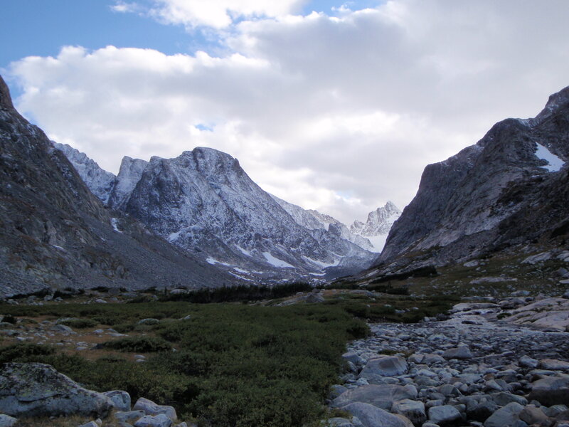 snow-capped mountains in valley