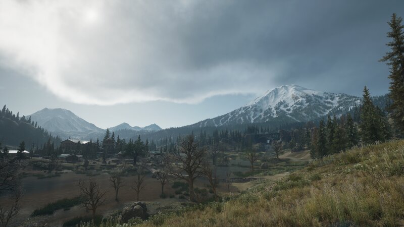 Snow-capped Mountains Landscape — Gray