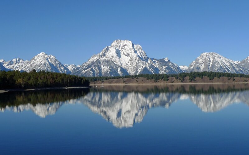 Snow-capped Mountains — Morning, Green