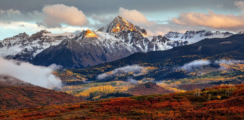 Snow-capped Mountains — Orange, Dramatic, Autumn