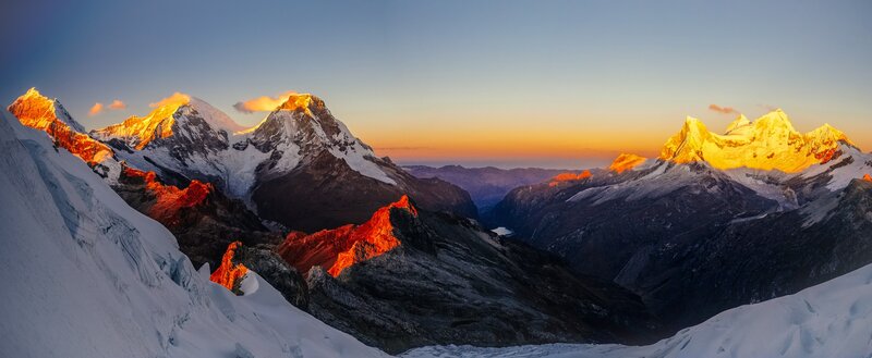 Snow-capped Mountains — Orange, Dramatic, Sunrise, Photograph, Sky, Snow