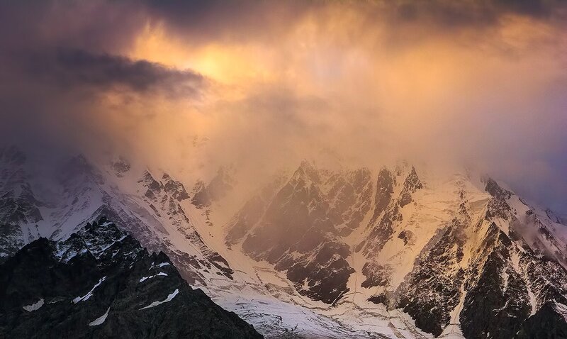 Snow-capped Mountains — Orange, Dramatic, Sunrise, Photograph