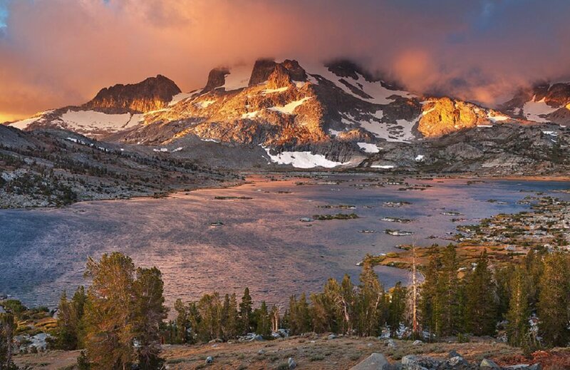 Snow-capped Mountains — Orange, Dramatic, Sunset, Photograph