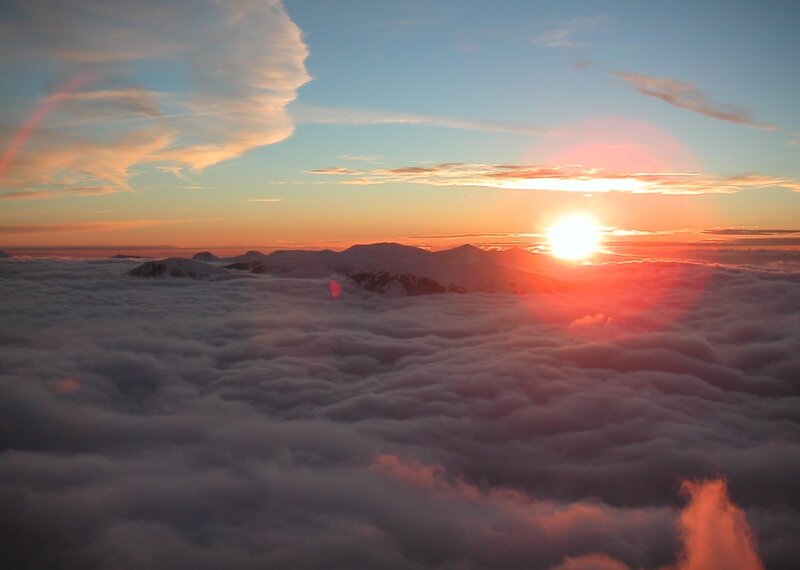 Snow-capped Mountains — Orange, Serene