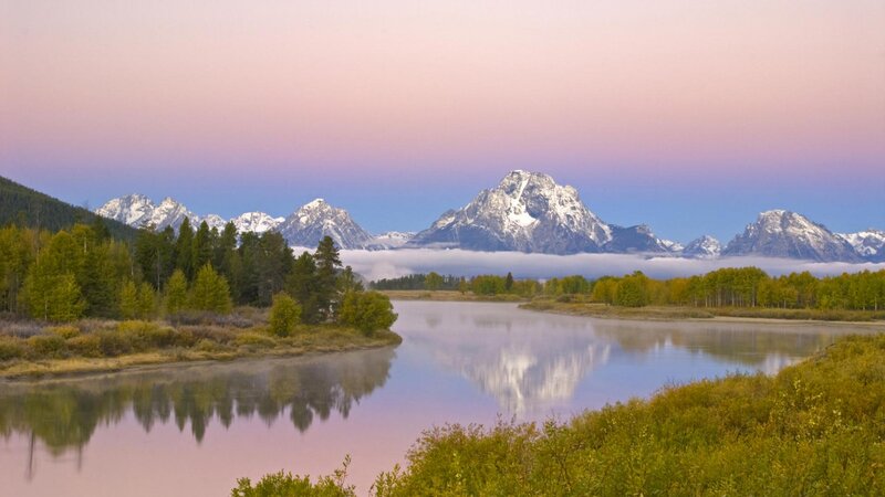 Snow-capped Mountains — Pink, Serene, Sunrise