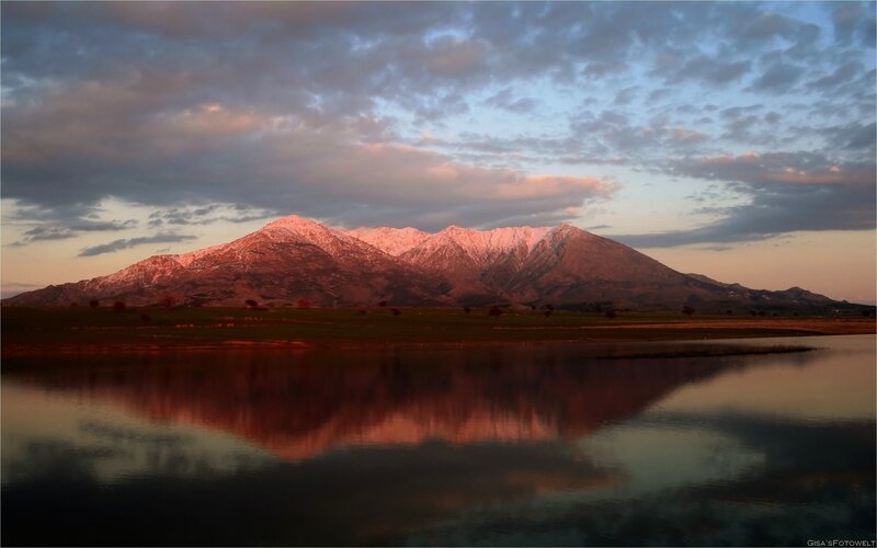 Snow-capped Mountains — Pink, Serene, Sunset