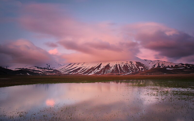 Snow-capped Mountains — Pink, Serene