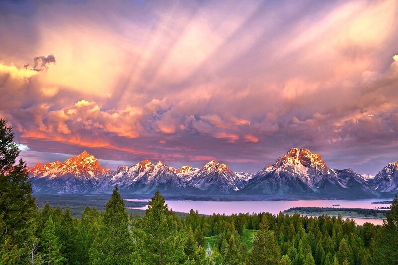 Snow-capped Mountains — Purple, Dramatic, Sunset, Photograph, Clouds