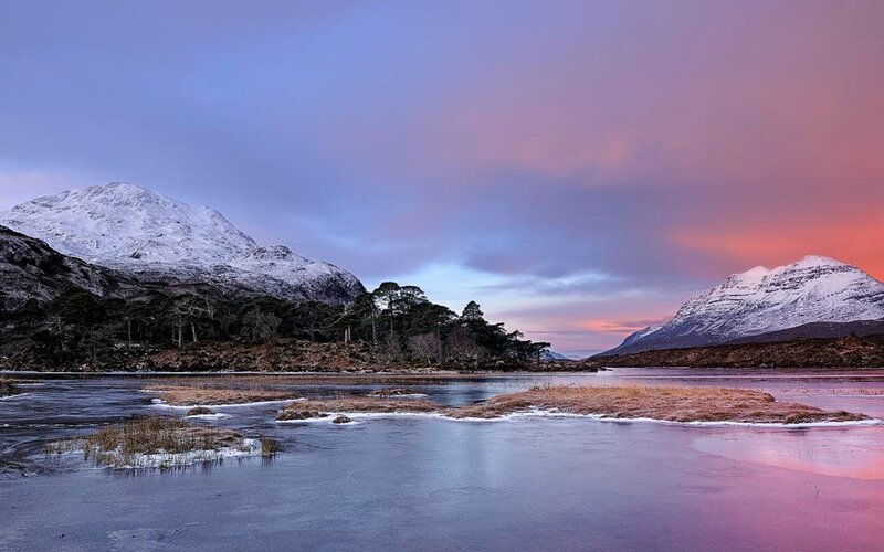 Snow-capped Mountains — Purple, Serene, Sunset, Photograph