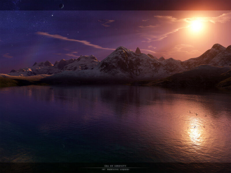 Snow-capped Mountains — Purple, Serene, Sunset