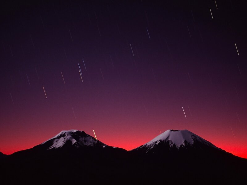 Snow-capped Mountains — Red, Dramatic, Night
