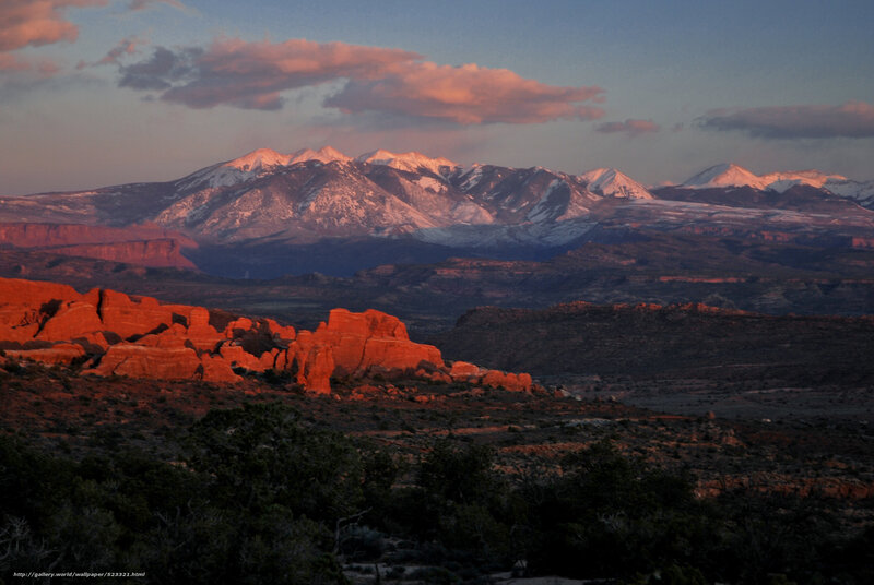 Snow-capped Mountains — Red, Dramatic, Sunset, Photograph, Rocks