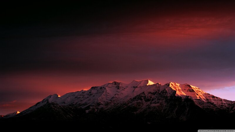 Snow-capped Mountains — Red, Dramatic, Sunset, Photograph, Sky