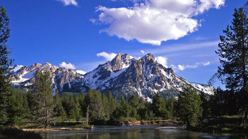 Snow-capped Mountains — Serene, River