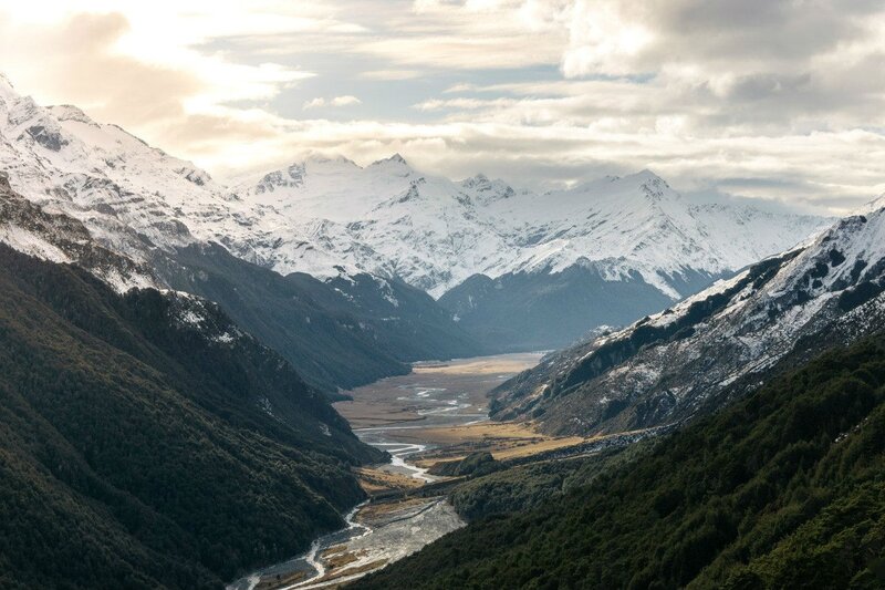 Snow-capped Mountains Valley — White