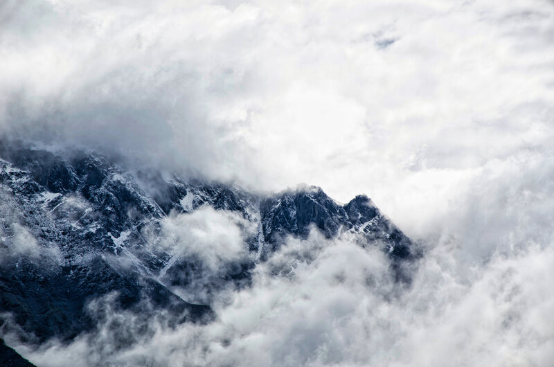 Snow-capped Mountains — White, Dramatic, Photograph, Clouds, Snow