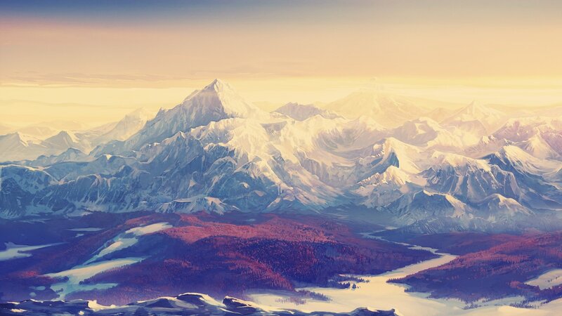 Snow-capped Mountains — White, Serene, Sunset