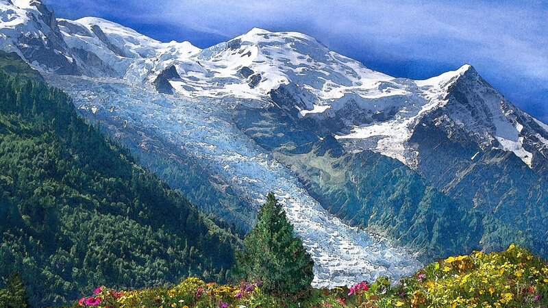 Snow-capped mountains with glacier