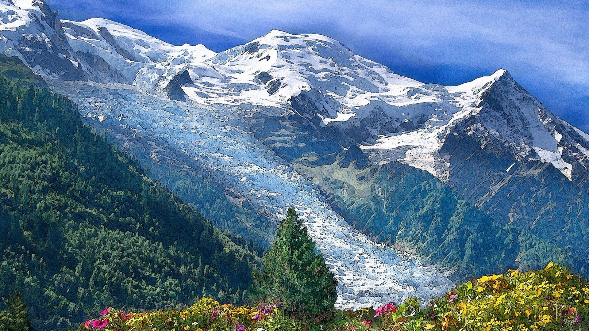 Snow-capped mountains with glacier