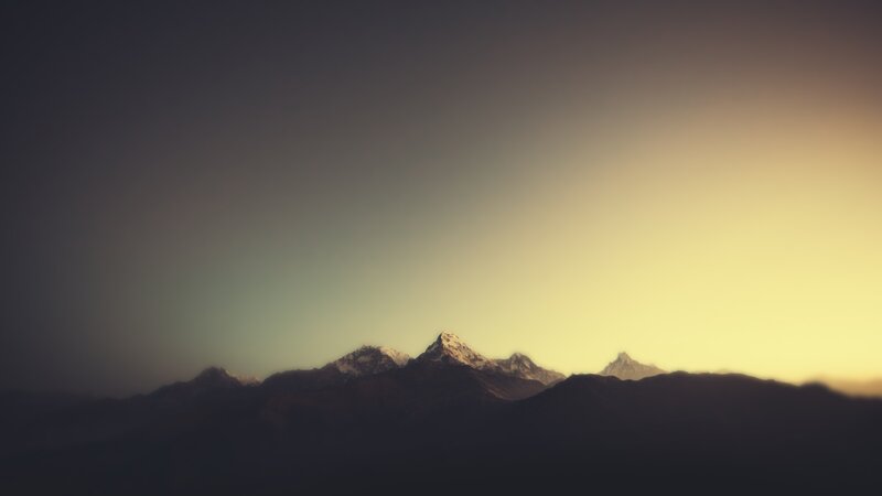 Snow-capped Mountains — Yellow, Serene, Sunset, Photograph, Sky