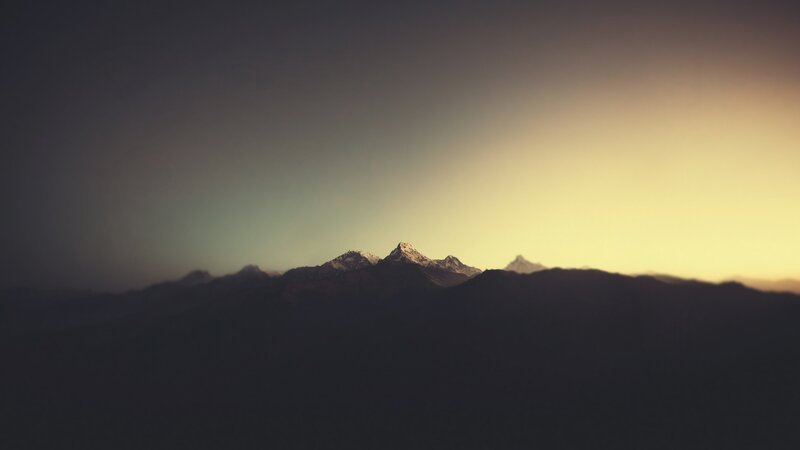 Snow-capped Mountains — Yellow, Serene, Sunset