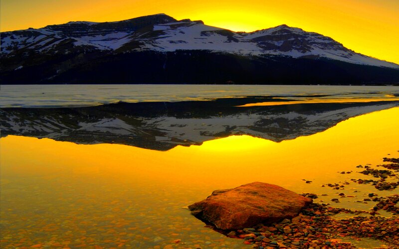 Snow-capped Mountains — Yellow, Serene
