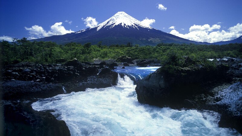 Snow-capped Volcano — Blue, Dramatic, Afternoon, Photograph