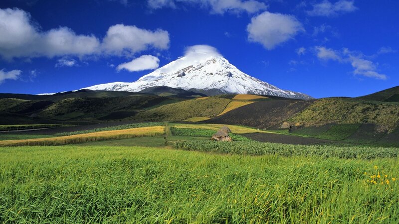 Snow-capped Volcano — Blue, Serene, Afternoon, Photograph, Mountain, Fields
