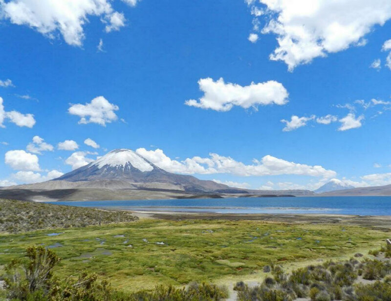 Snow-capped Volcano — Blue, Serene, Afternoon, Photograph, Mountain, Lake, Sky