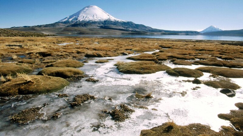 Snow-capped Volcano — Blue, Serene, Afternoon