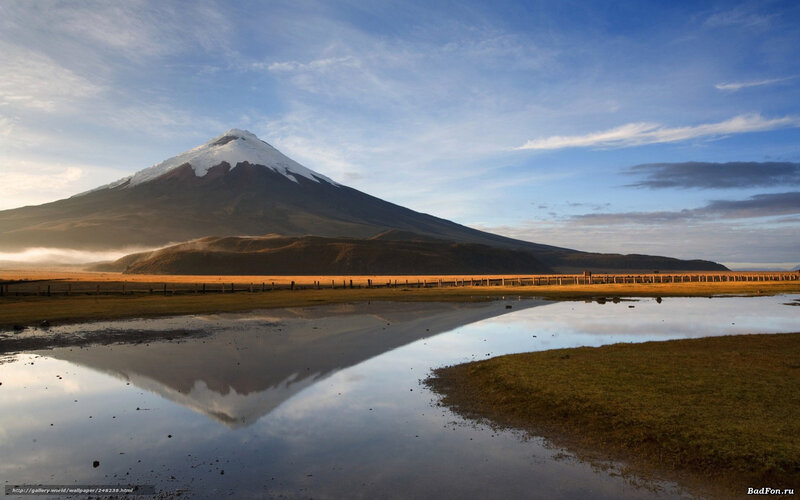 Snow-capped Volcano — Blue, Serene, Morning