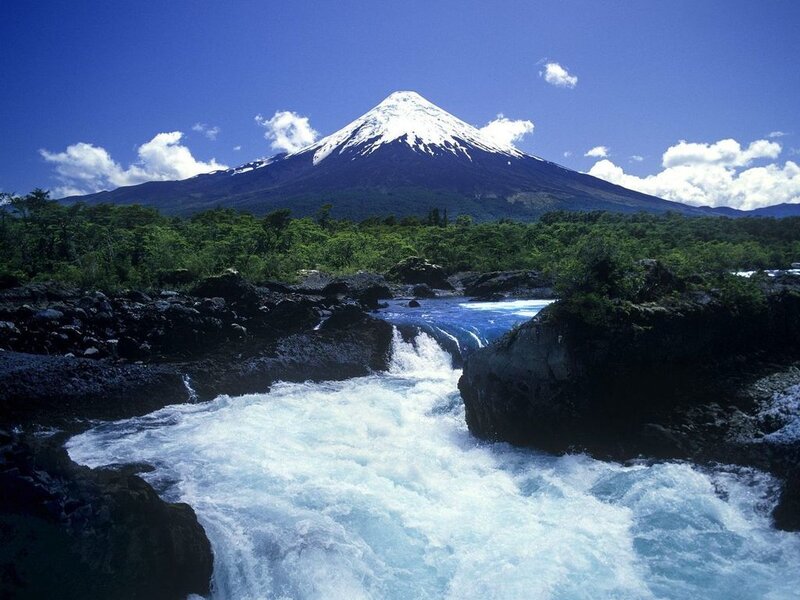 Snow-capped Volcano — Blue