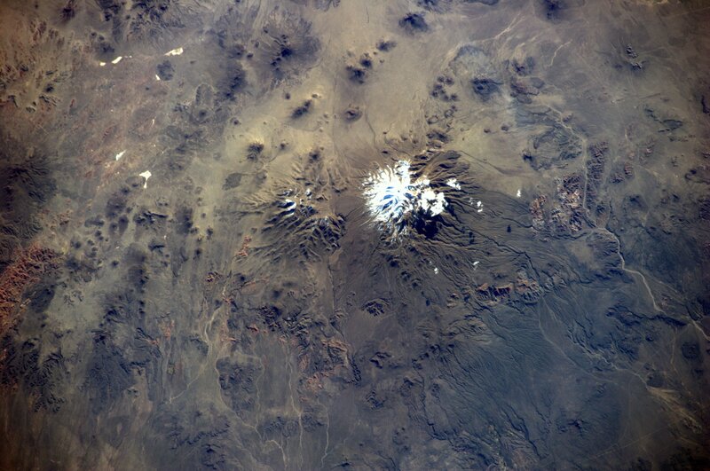 Snow-capped Volcano — Brown, Dramatic