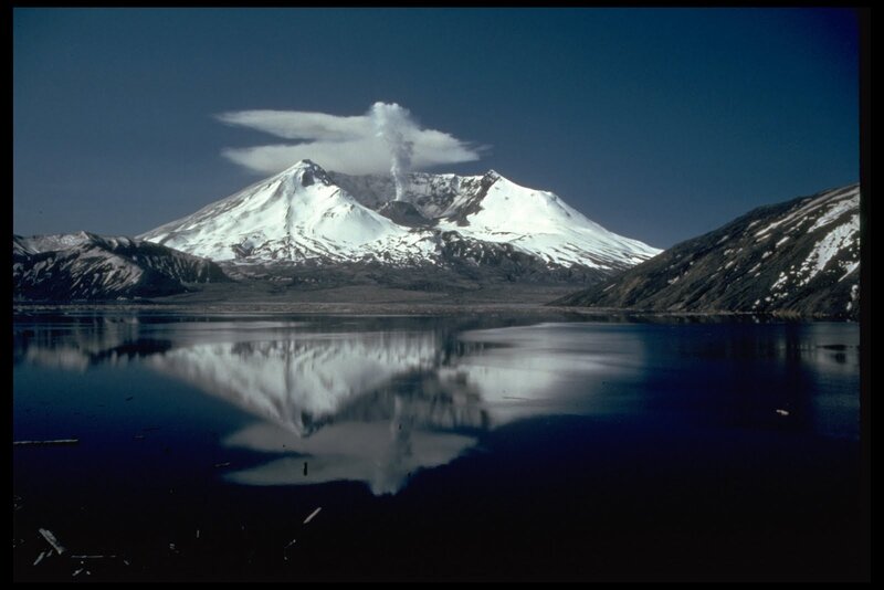 Snow-capped Volcano Erupting — Blue, Dramatic, Afternoon