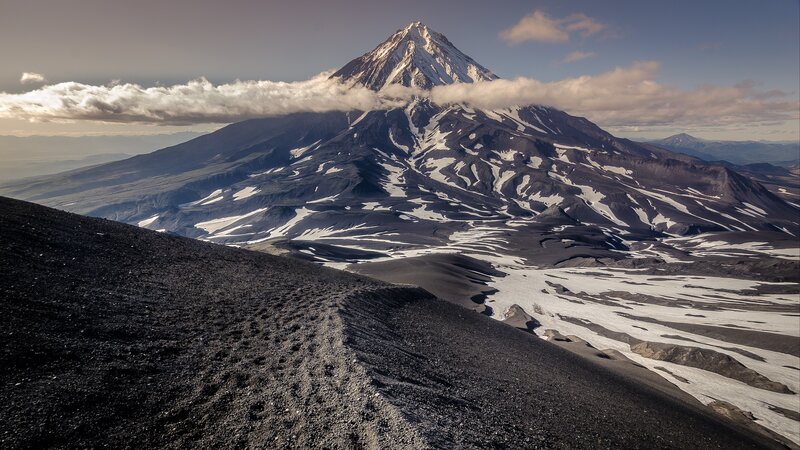 Snow-capped Volcano — Gray