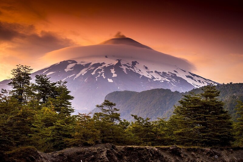 Snow-capped Volcano — Orange