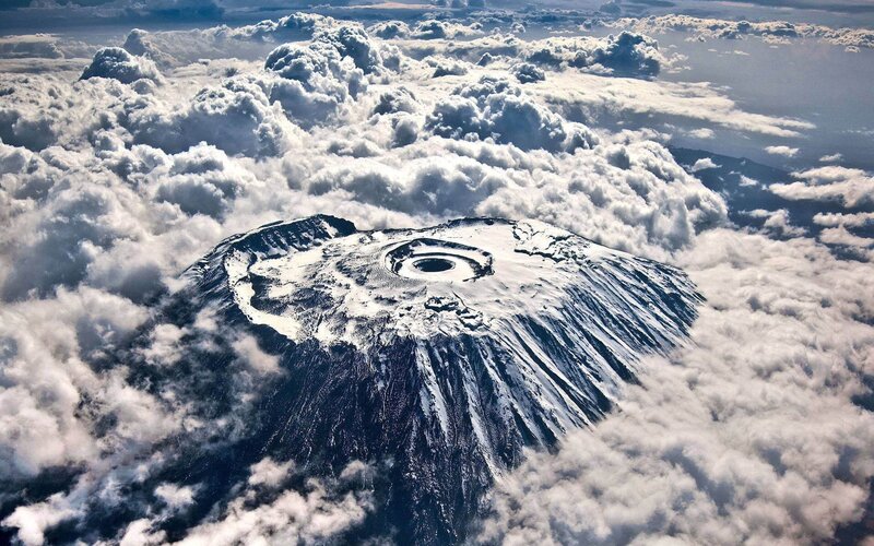 Snow-capped Volcano Peak