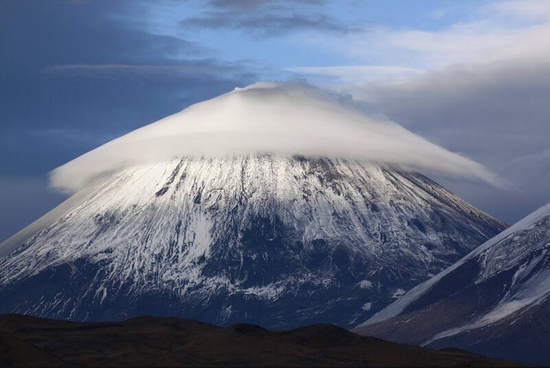 Snow-capped Volcano — White