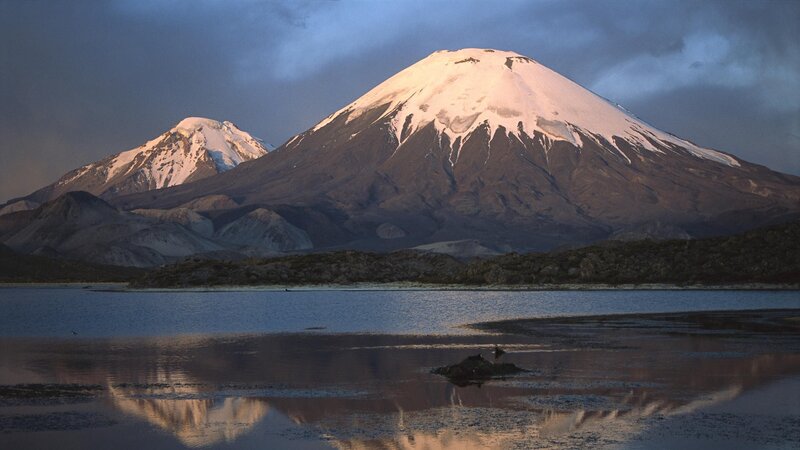 Snow-capped Volcanoes — Blue, Dramatic