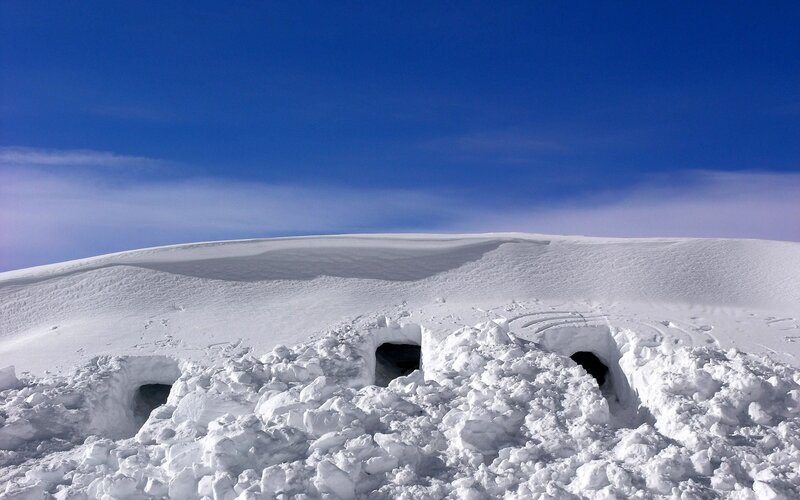 Snow Caves in Snow — White, Serene
