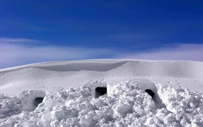 Snow Caves in Snowfield — White