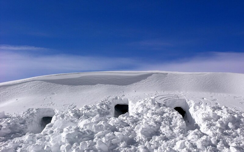 Snow Caves on Mountain
