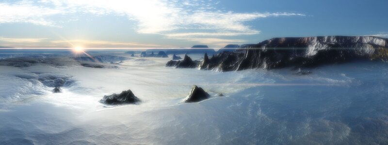 Snow-covered Alien Landscape — White, Serene