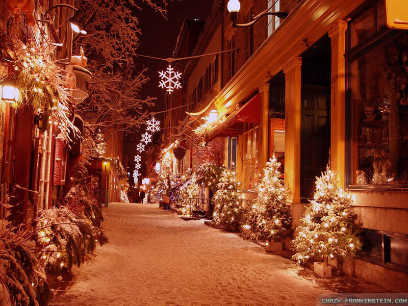 Snow-covered Alley at Night