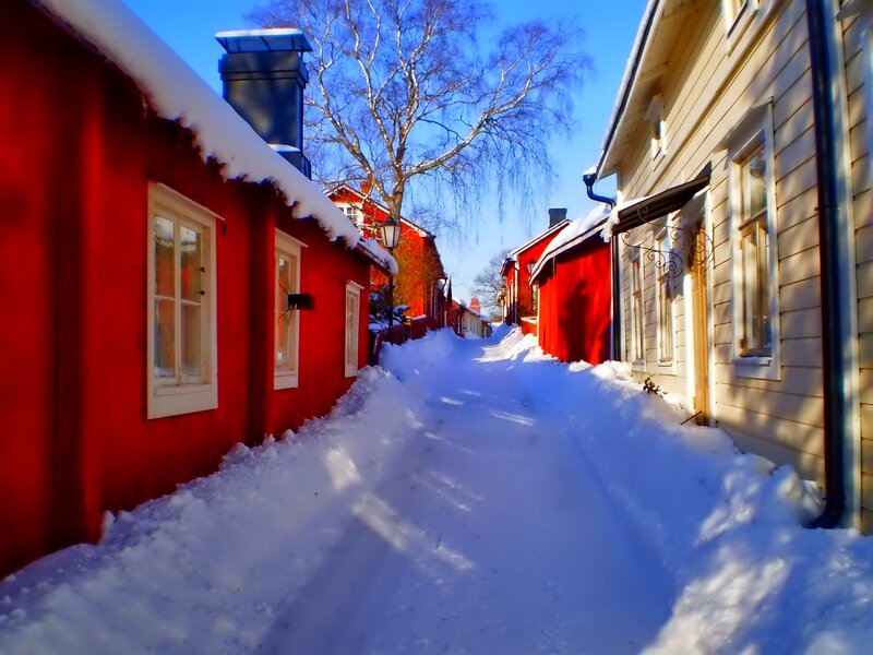 Snow-covered Alley with Houses