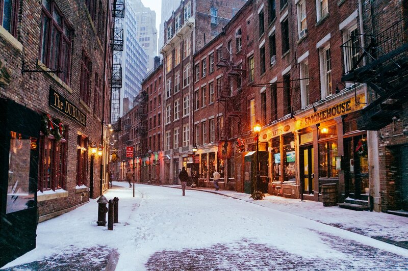 Snow-covered Alleyway — Red