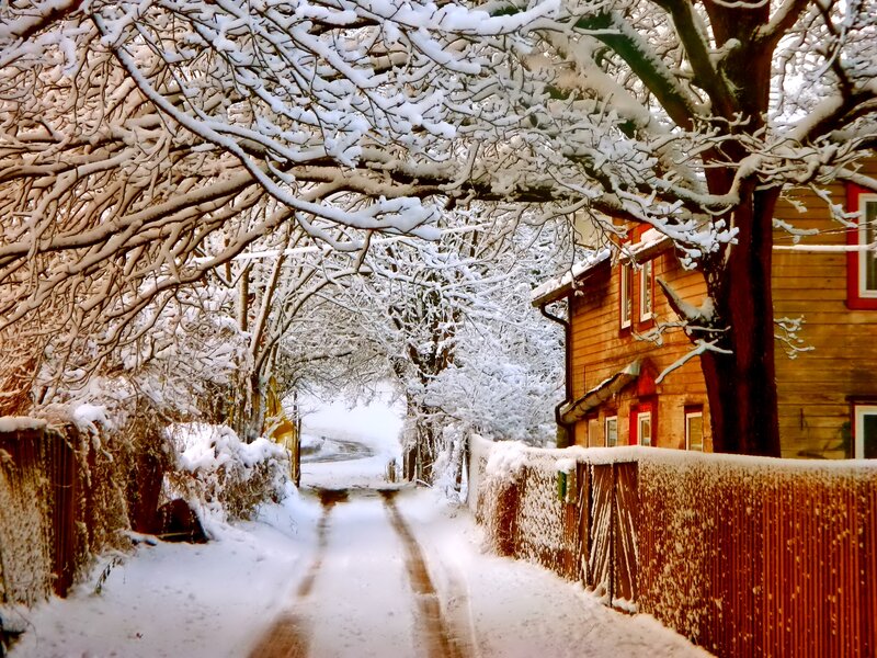 Snow-covered Alleyway — White