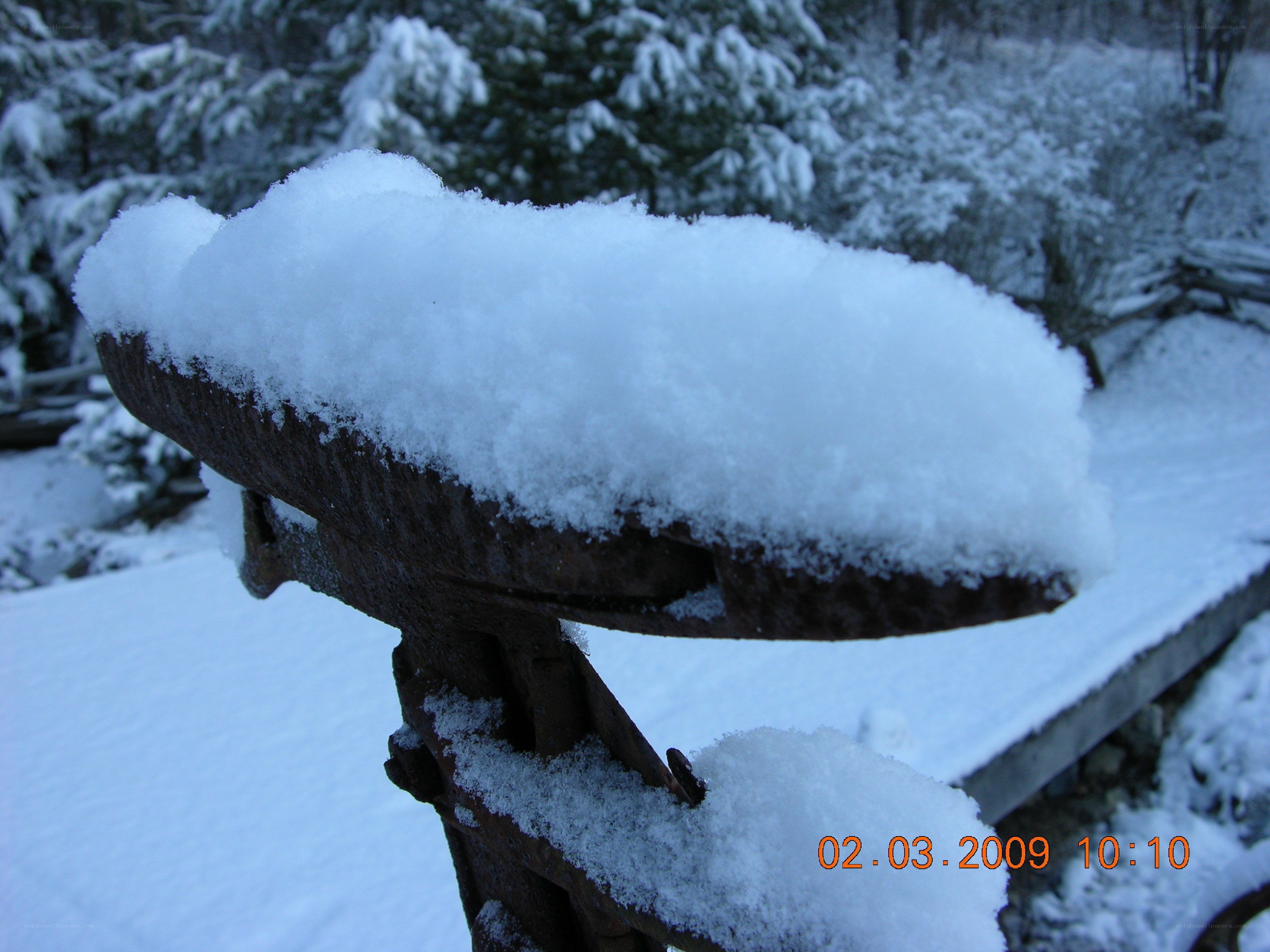 Snow-covered anvil in winter