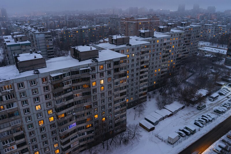 Snow-covered Apartment Buildings